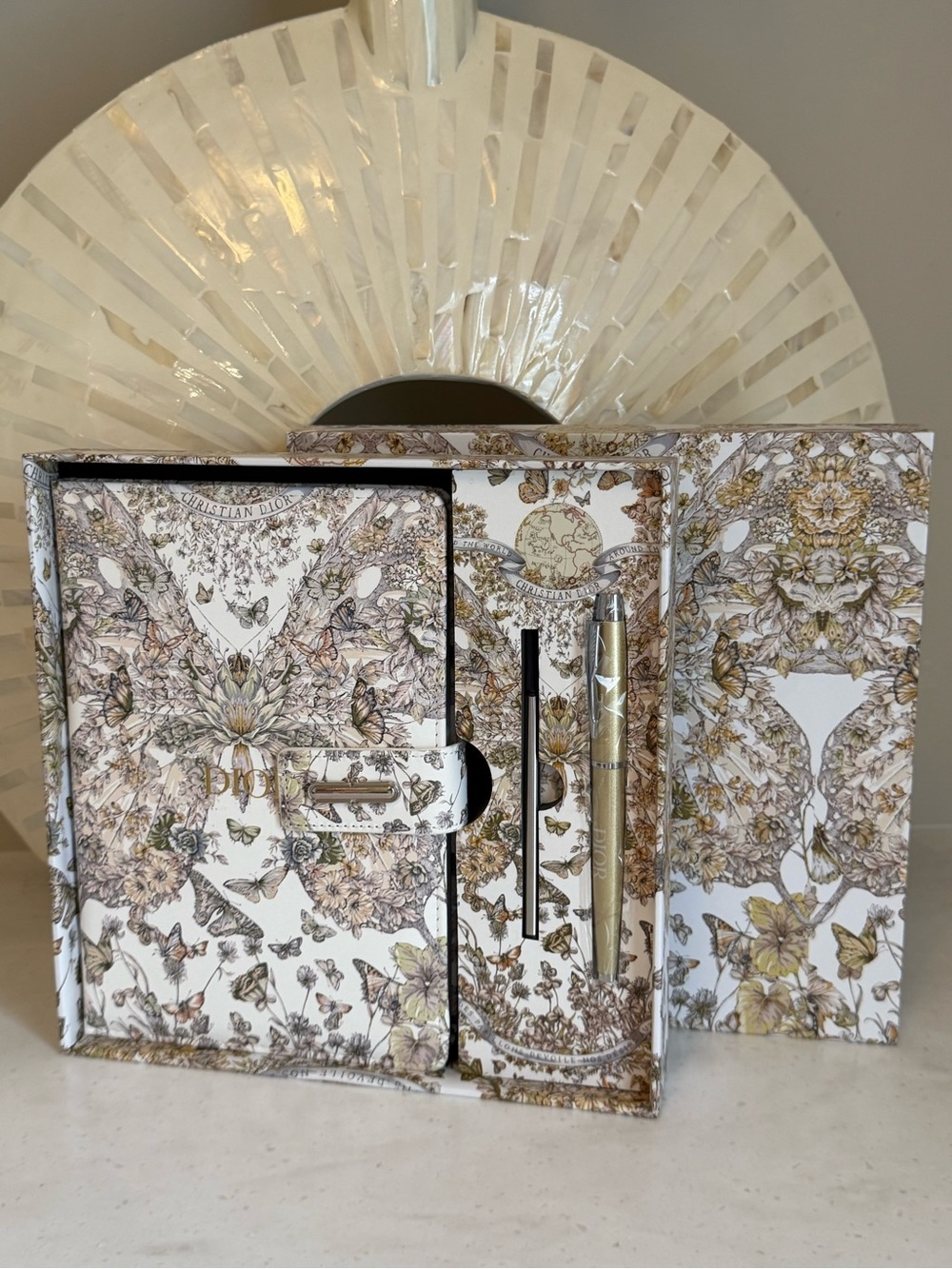 Source Unknown Butterfly Floral Notebook & Gold Pen Set